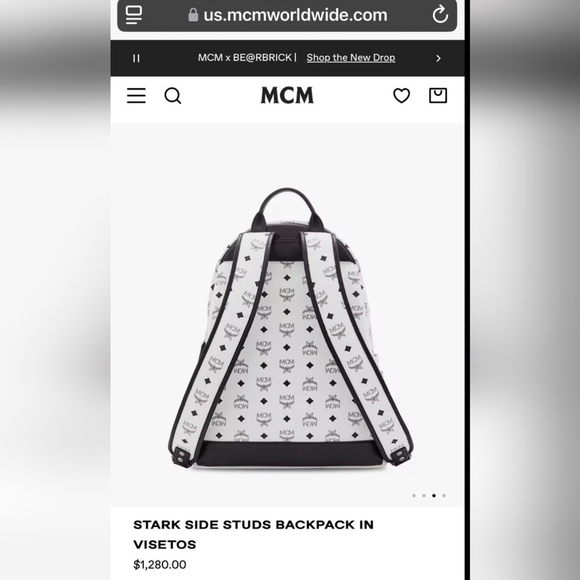 RARE MCM SIZE XL Stark studded Backpack NEW WITH TAGS IN WHITE - Picture 11 of 11